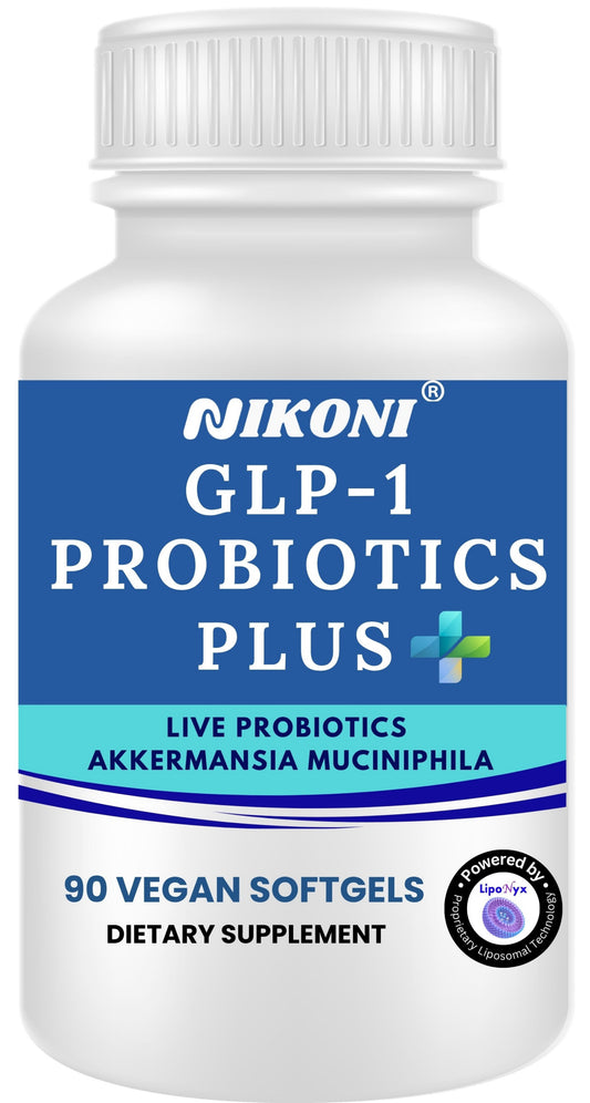 Nikoni GLP-1 Probiotics Plus 450Billion CFU with Prebiotics, Supports Metabolism & GLP-1 Pathways, 90 Vegan Softgels, 1 Softgel Daily.