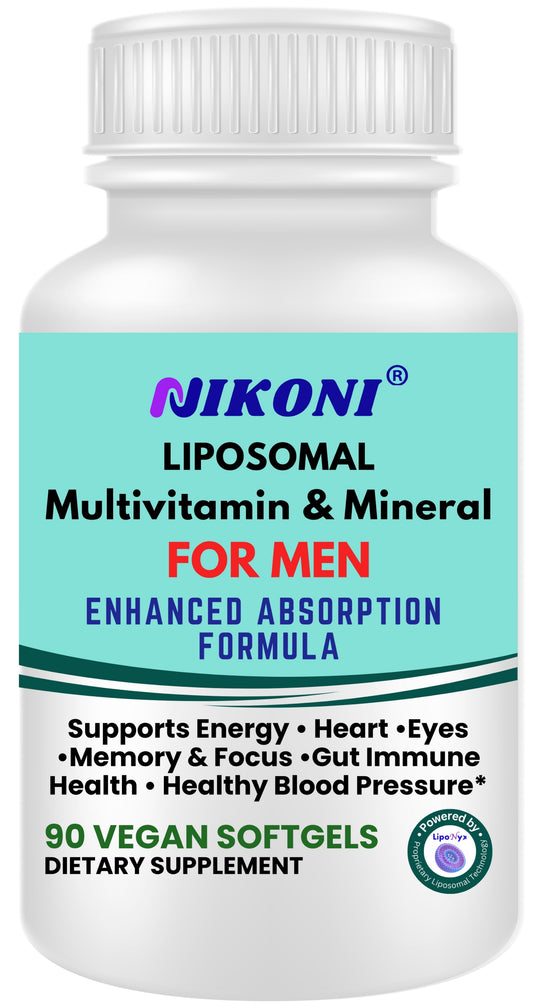 Nikoni Liposomal Multivitamin & Mineral for Men – Vegan Softgels – Enhanced Absorption – 90 Count