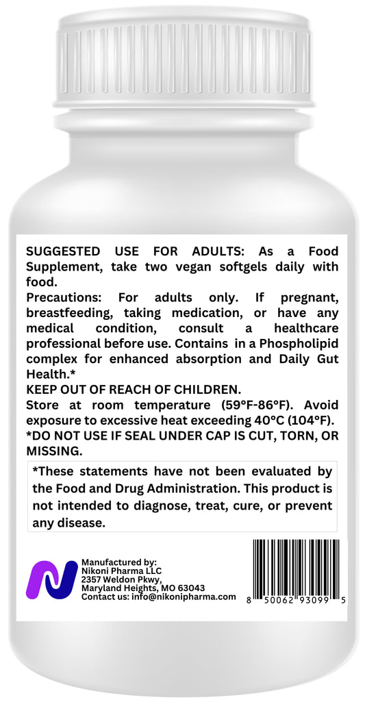Nikoni® Calm Relax Phospholipid Complex | Enhanced Absorption Formula | 60 Vegan Softgels