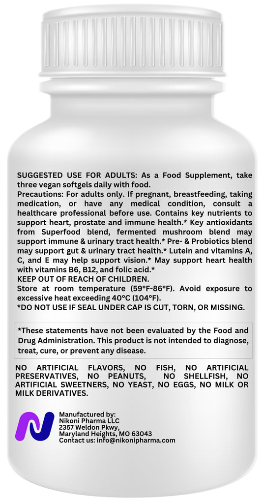 Nikoni Women's 50+ Multivitamin and Mineral Liposomal Vegan Softgels Enhanced Absorption Formula 90 Count