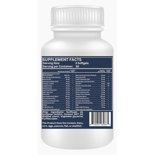 Nikoni Vegan Liposomal NMNH Softgels, 33-in-1 Formula with 1000mg NMNH per seving, NAD+ Support – Promotes Cellular Energy, Immune Health & Healthy Aging – 90 Vegan Softgels