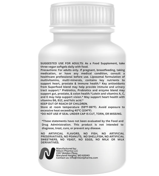 Nikoni® Liposomal Multivitamin & Mineral for Women – Vegan Softgels – Enhanced Absorption – 90 Count