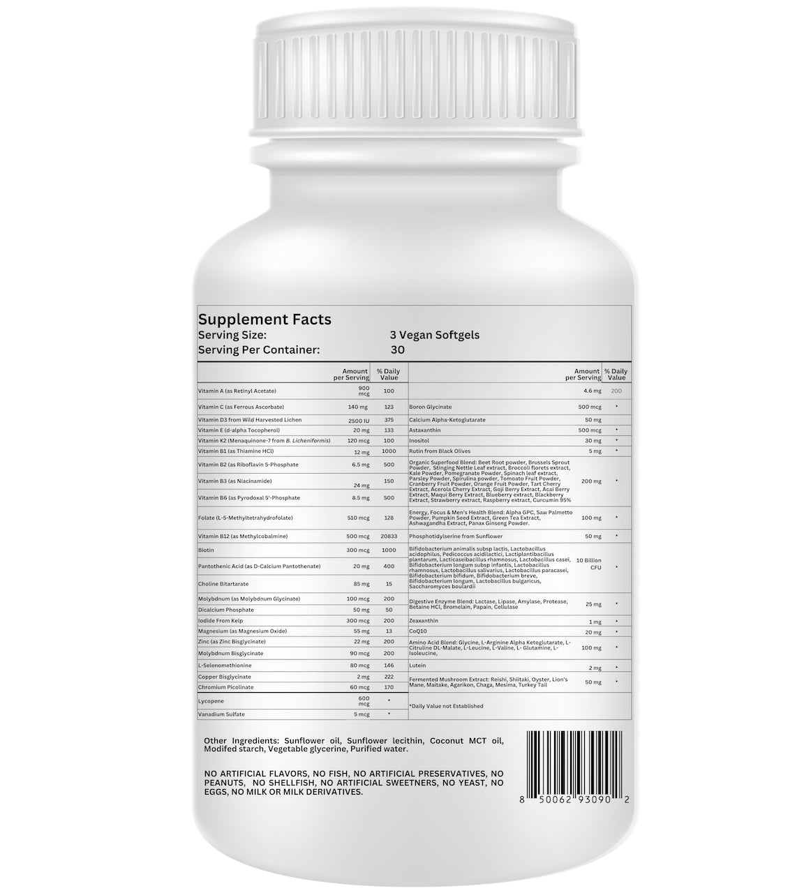 Nikoni Liposomal Multivitamin & Mineral for Men – Vegan Softgels – Enhanced Absorption – 90 Count
