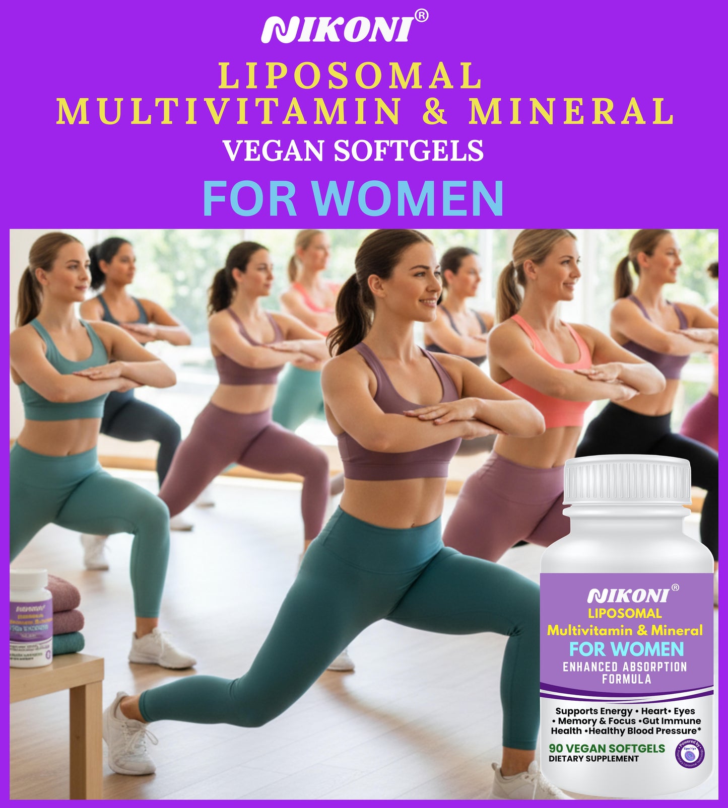Nikoni® Liposomal Multivitamin & Mineral for Women – Vegan Softgels – Enhanced Absorption – 90 Count