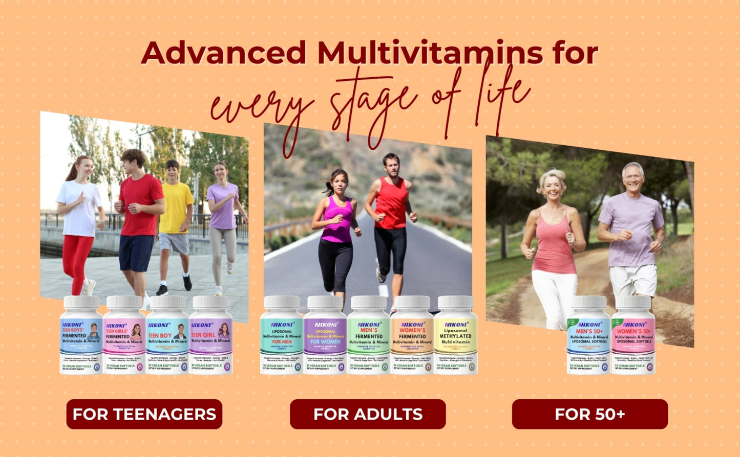 Nikoni® Teen Boy Multivitamin & Mineral – Enhanced Absorption Formula – 60 Vegan Softgels