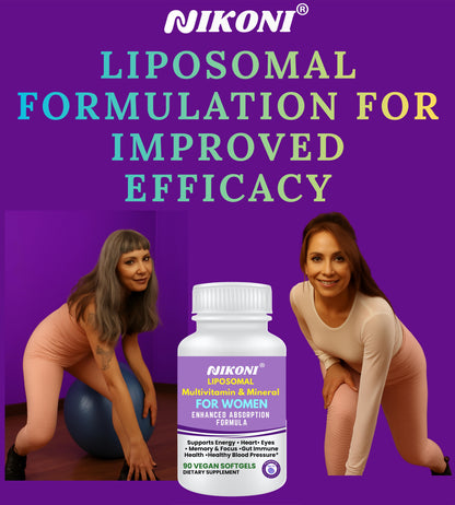 Nikoni® Liposomal Multivitamin & Mineral for Women – Vegan Softgels – Enhanced Absorption – 90 Count