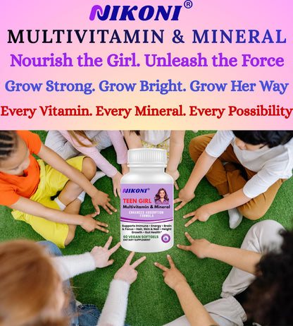 Nikoni® Teen Girl Multivitamin & Mineral -Enhanced Absorption Formula – 60 Vegan Softgels