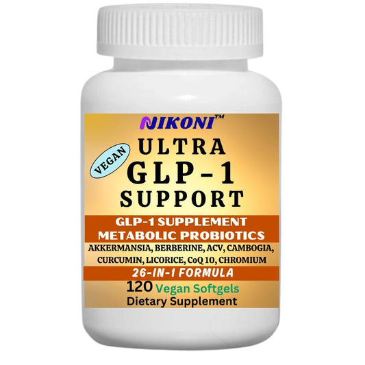 Nikoni GLP-1 Supplement with Akkermansia, Berberine, Curcumin, ACV Vegan Softgels