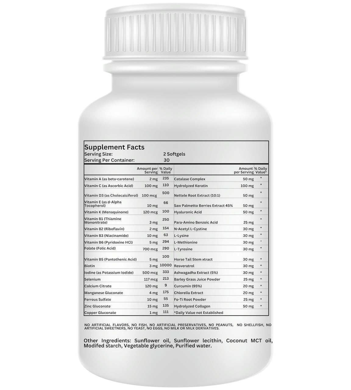 Nikoni Hair ReGROW for Men, Liposomal Hair Support Liposomal Formula with Biotin, Keratin, Saw Palmetto & Essential Nutrients-60 Vegan Softgels
