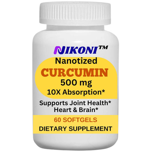 Nikoni Nanotized Curcumin Softgels, Supports Joint, Heart, & Immunity.