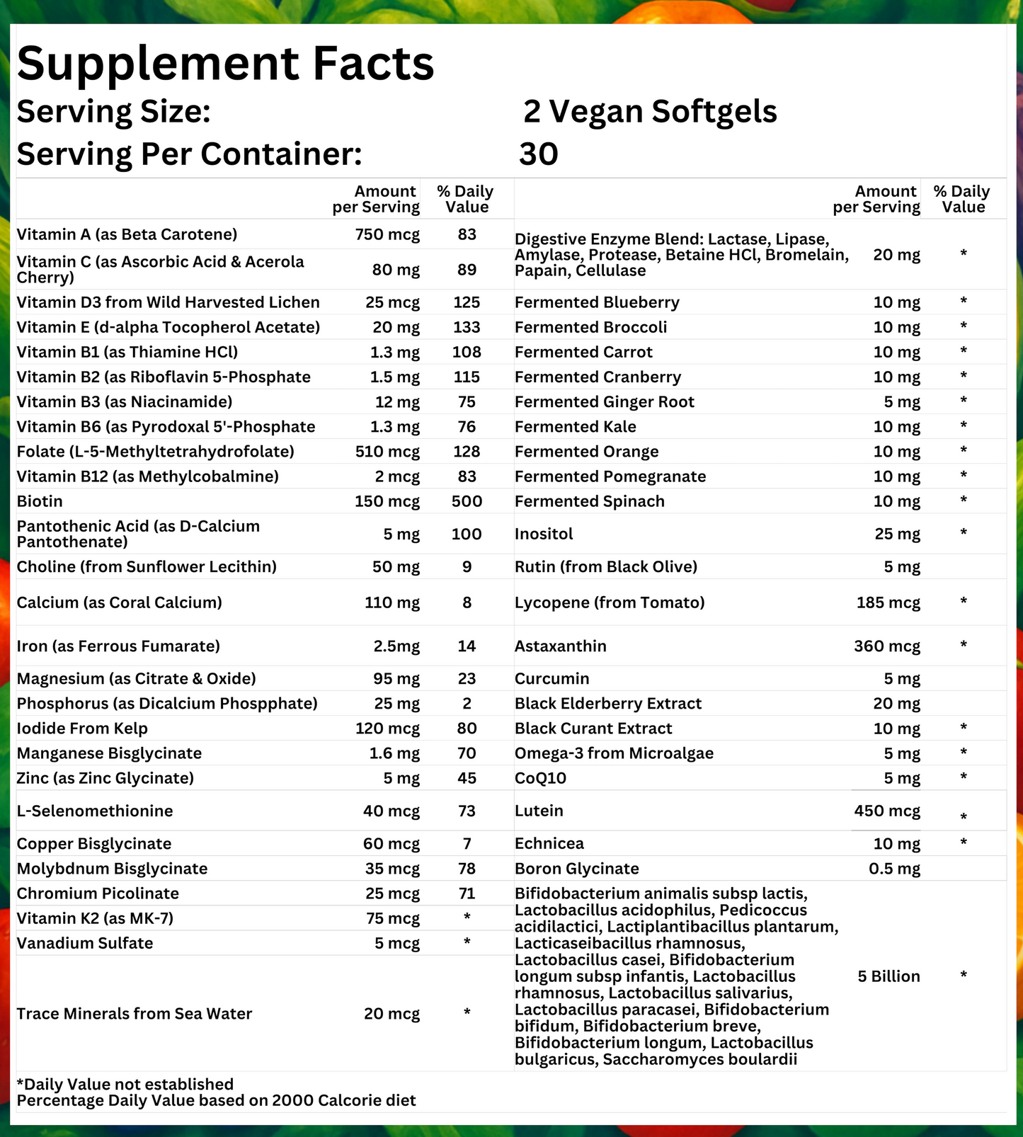 Nikoni Teen Boys Fermented Multivitamin and Mineral Vegan Softgels for Better Absorption 60 Count