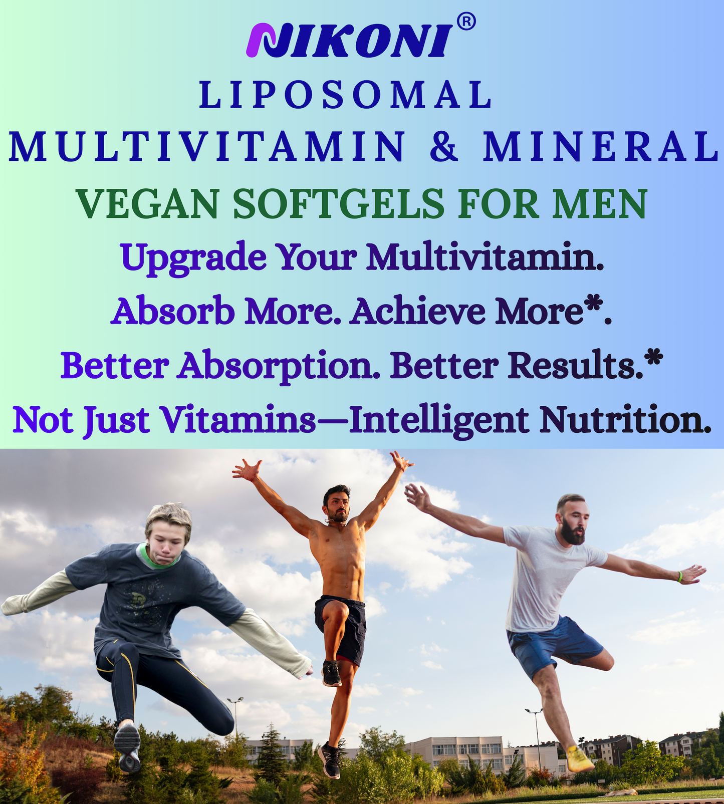 Nikoni Liposomal Multivitamin & Mineral for Men – Vegan Softgels – Enhanced Absorption – 90 Count