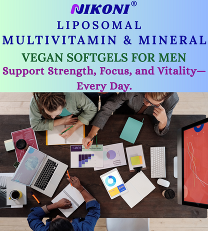 Nikoni Liposomal Multivitamin & Mineral for Men – Vegan Softgels – Enhanced Absorption – 90 Count