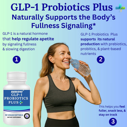 Nikoni GLP-1 Probiotics Plus 450Billion CFU with Prebiotics, Supports Metabolism & GLP-1 Pathways, 90 Vegan Softgels, 1 Softgel Daily.