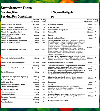 Nikoni Liposomal Multivitamin & Mineral for Men – Vegan Softgels – Enhanced Absorption – 90 Count