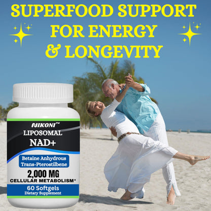 Nikoni Liposomal NAD+ 2000 mg with TMG and Pterostilbene Softgels