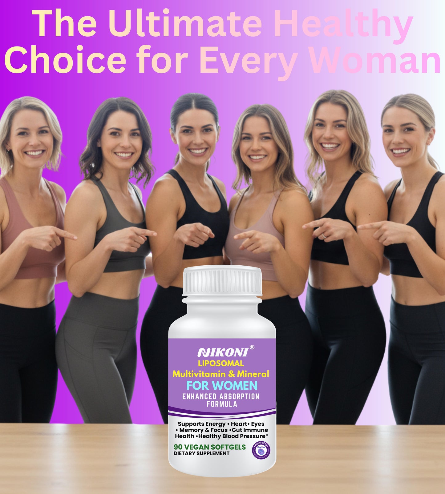 Nikoni® Liposomal Multivitamin & Mineral for Women – Vegan Softgels – Enhanced Absorption – 90 Count