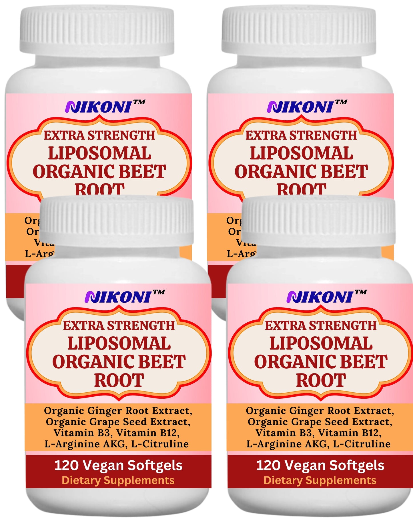 Nikoni Organic Liposomal Beet Root  Vegan Softgels, 1000 mg for Circulatory Support