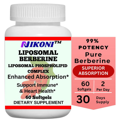 Nikoni Liposomal Berberine 500 mg Support Heart Health & Cholesterol 60 Softgels