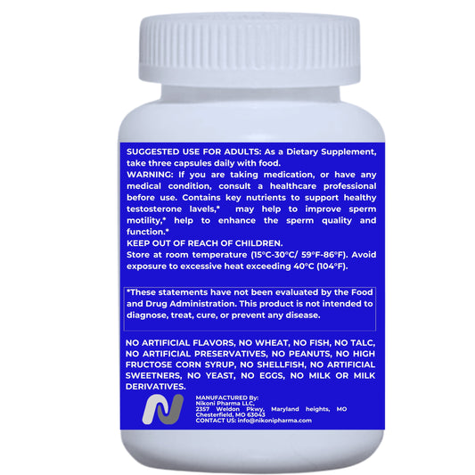 Nikoni Liposomal Men’s Fertility Support | Advanced Nutrient Delivery for Male Reproductive Health | 90 Vegan Capsules