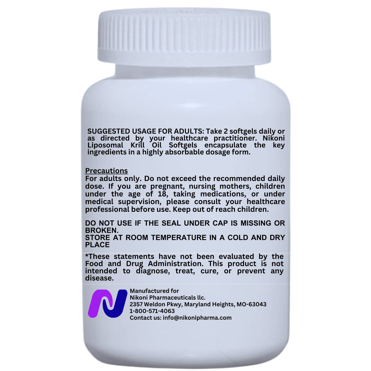 Nikoni Liposomal Antarctic Krill Oil 1500 mg, 4 mg Astaxanthin, Phospholipid Bound Omega 3, 60 Vegan Softgels