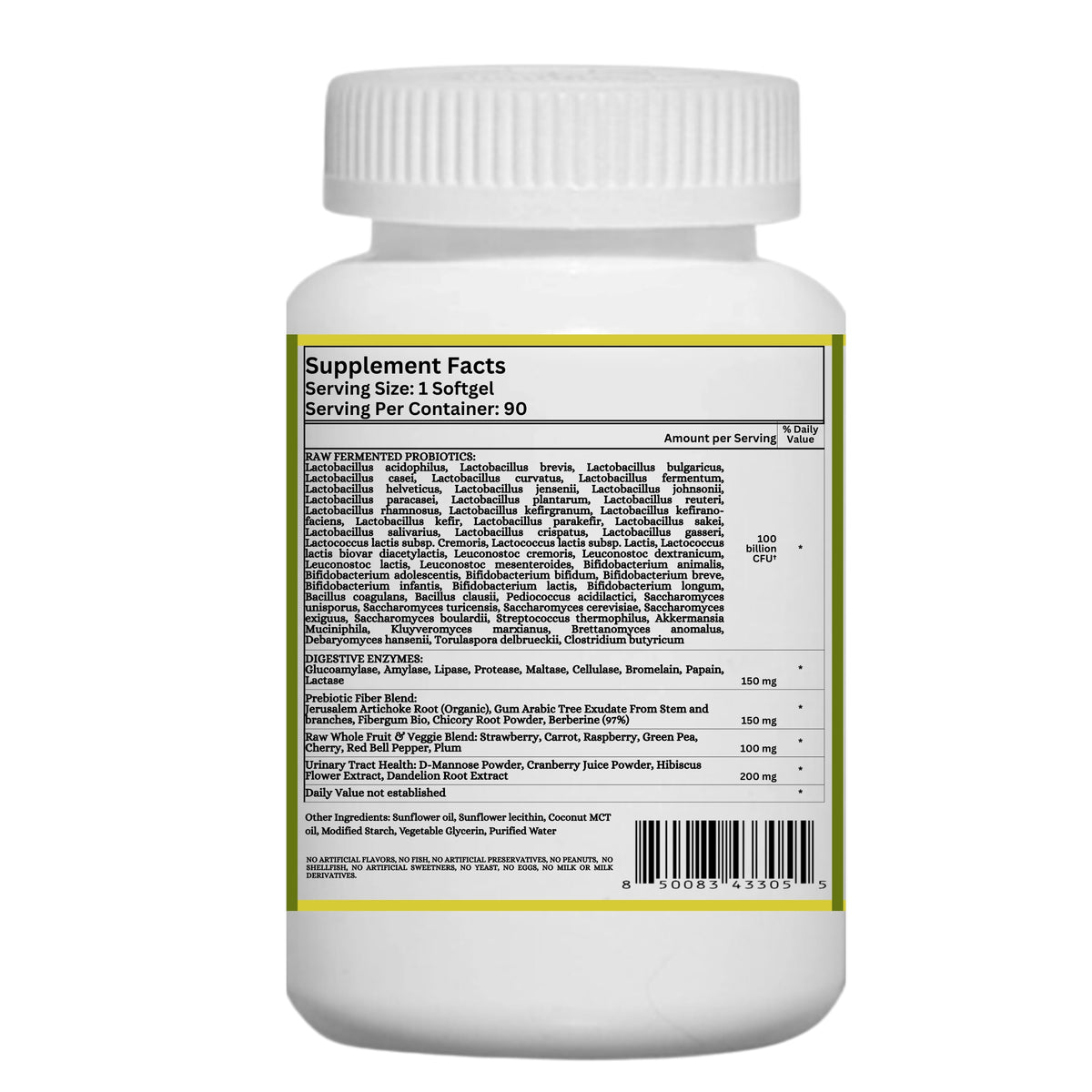 Nikoni Fermented Probiotics 100 Billion CFU, 50 Strains with Prebiotics & Digestive Enzymes, 90 Vegan Softgels