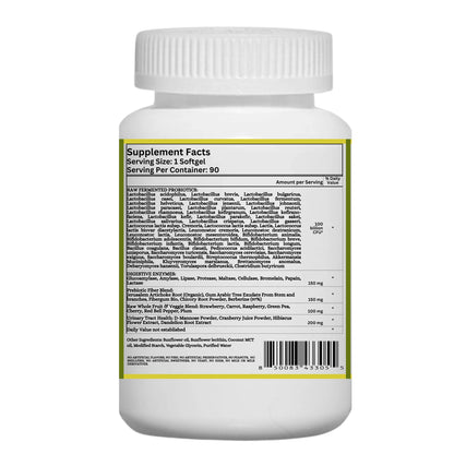 Nikoni Fermented Probiotics 100 Billion CFU, 50 Strains with Prebiotics & Digestive Enzymes, 90 Vegan Softgels