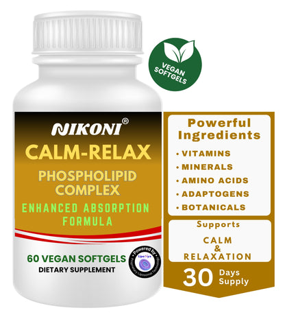 Nikoni® Calm Relax Phospholipid Complex | Enhanced Absorption Formula | 60 Vegan Softgels