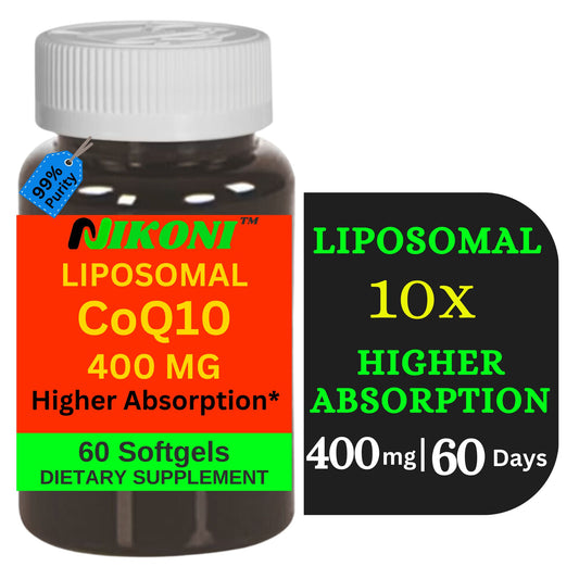 Nikoni Liposomal CoQ10 400 mg, Higher Absorption, Heart Health Softgels