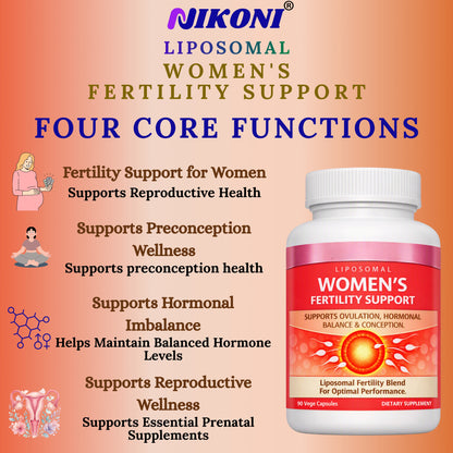 Nikoni Liposomal Female Fertility Support, Reproductive Wellness & Hormonal Balance, Liposomal Delivery, 90 Vegan Softgels