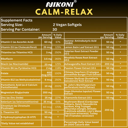 Nikoni® Calm Relax Phospholipid Complex | Enhanced Absorption Formula | 60 Vegan Softgels