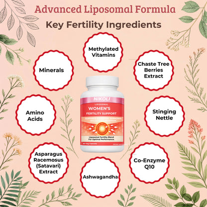 Nikoni Liposomal Female Fertility Support, Reproductive Wellness & Hormonal Balance, Liposomal Delivery, 90 Vegan Softgels