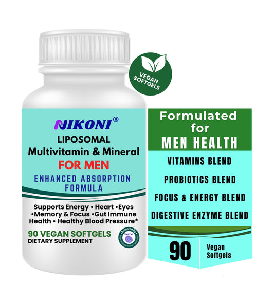 Nikoni Liposomal Multivitamin & Mineral for Men – Vegan Softgels – Enhanced Absorption – 90 Count