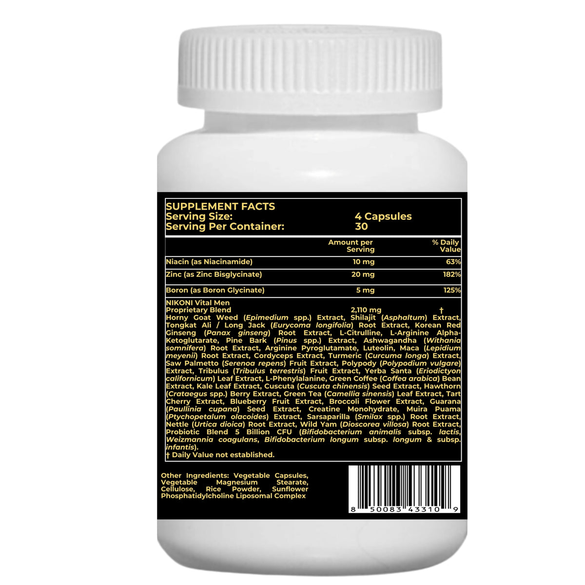 NIKONI Vital Men – Liposomal Testosterone Complex | Healthy Testosterone, Drive & Libido, Energy, Stamina, Focus | 90 Vegan Capsules