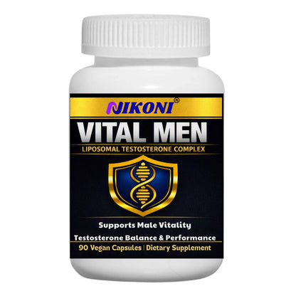 NIKONI Vital Men – Liposomal Testosterone Complex | Healthy Testosterone, Drive & Libido, Energy, Stamina, Focus | 90 Vegan Capsules