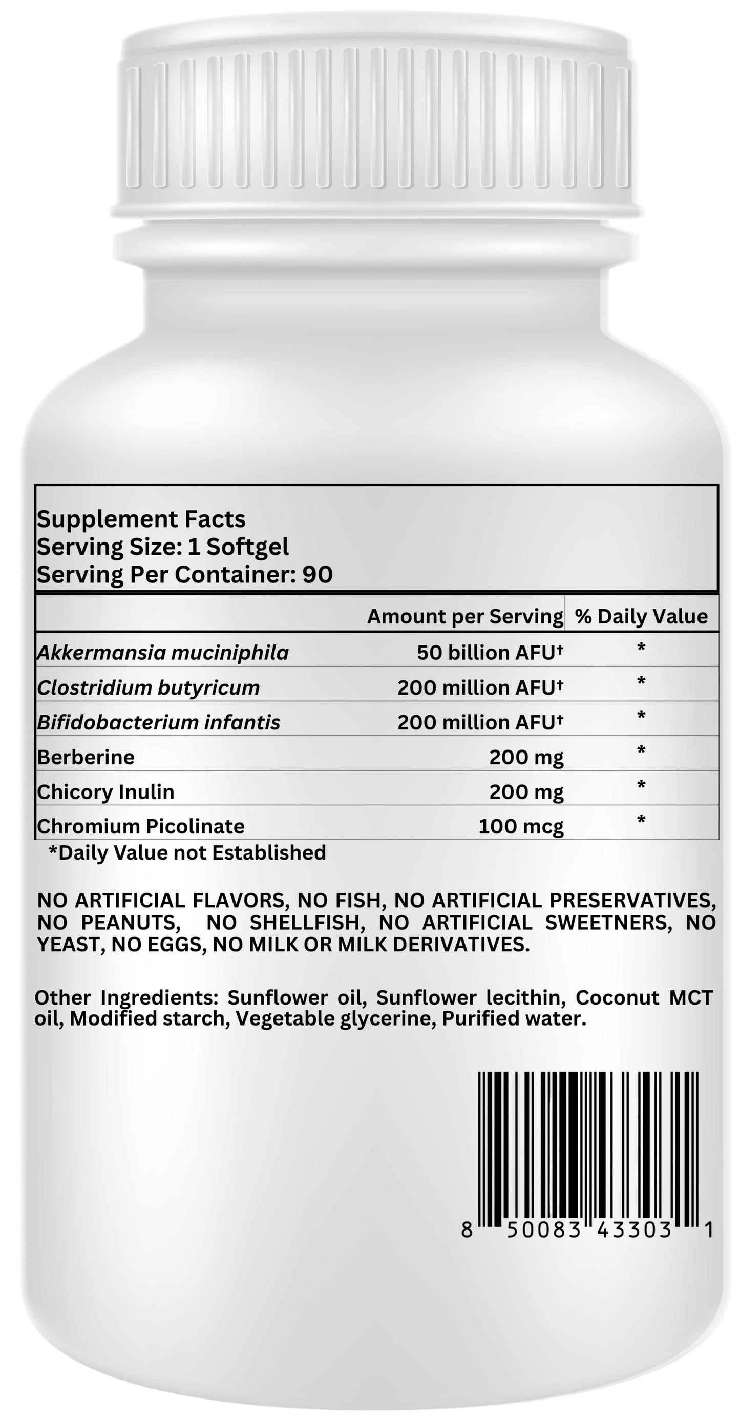 Nikoni GLP-1 Probiotics Plus 450Billion CFU with Prebiotics, Supports Metabolism & GLP-1 Pathways, 90 Vegan Softgels, 1 Softgel Daily.