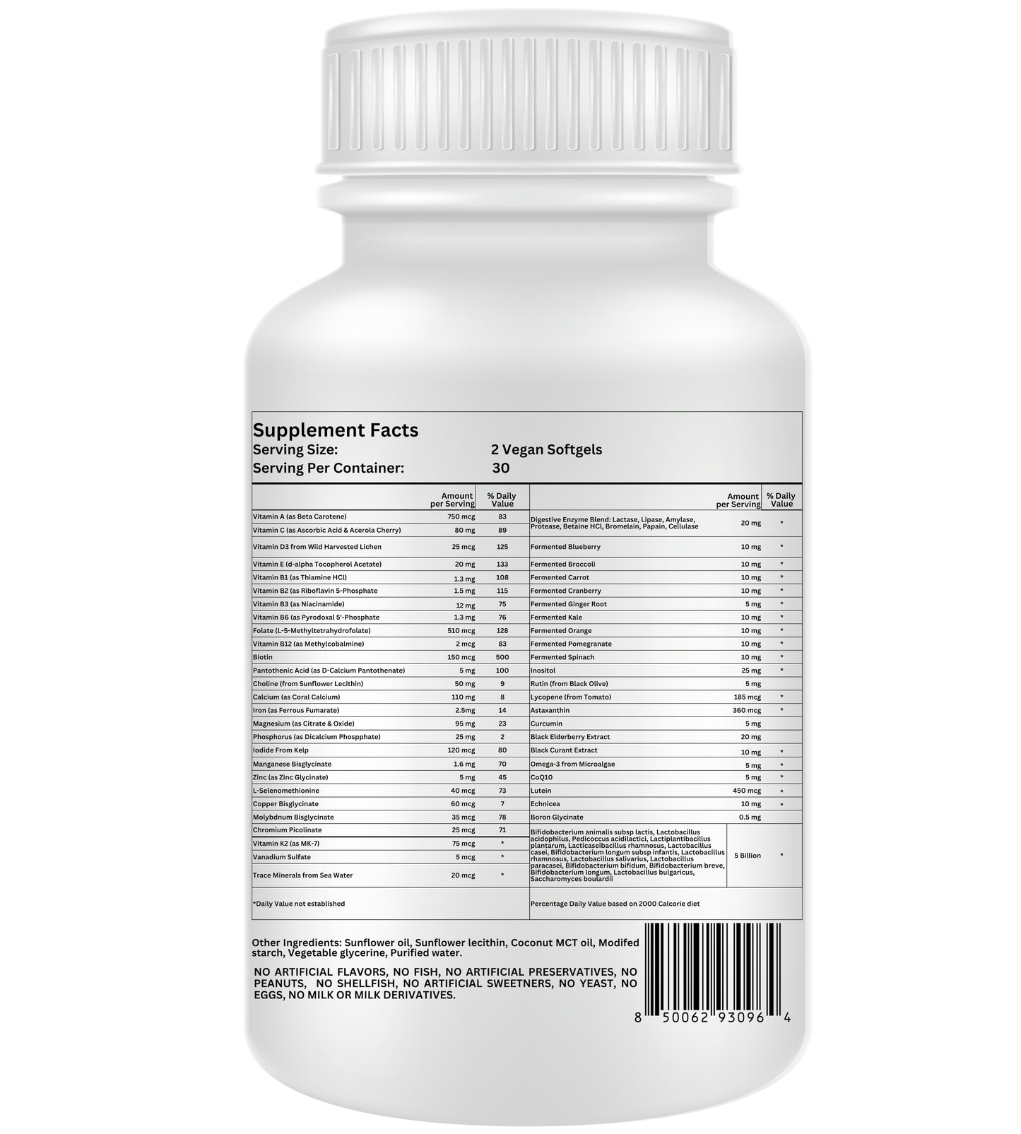 Nikoni® Teen Girl Multivitamin & Mineral -Enhanced Absorption Formula – 60 Vegan Softgels