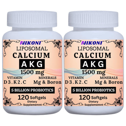 Liposomal Calcium AKG 1500mg, Vitamin C, D3, K2, Mg+ & Probiotics Soft gels