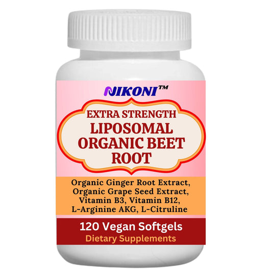 Nikoni Organic Liposomal Beet Root  Vegan Softgels, 1000 mg for Circulatory Support