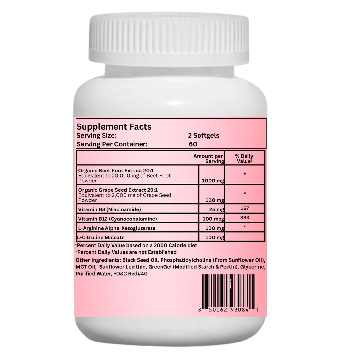 Nikoni Organic Liposomal Beet Root  Vegan Softgels, 1000 mg for Circulatory Support